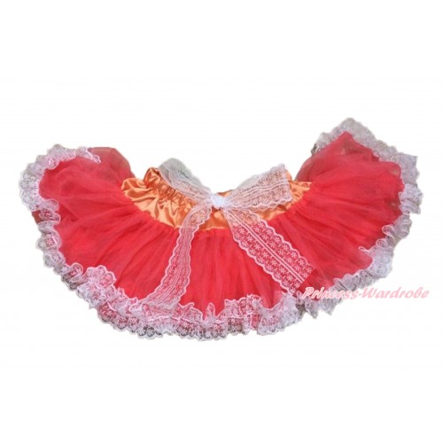 Coral Tangerine With Lace New Born Pettiskirt N224