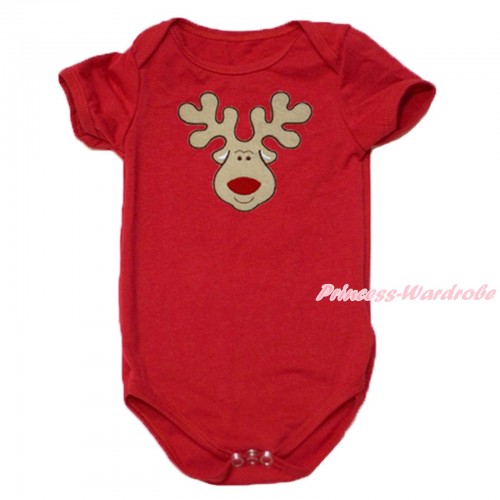 Xmas Red Baby Jumpsuit & Christmas Reindeer Print TH540