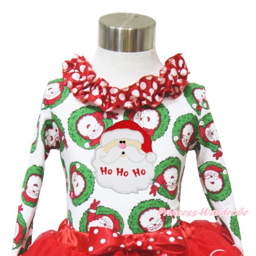 Xmas Santa Claus Long Sleeves Top Minnie Dots Lacing & Santa Claus Print TO399