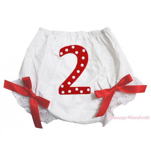 2nd Red Polka Dots Birthday Number Panties Bloomers with Red Bow BC65 