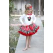 Xmas Leopard Minnie Dots Red Pettiskirt with Christmas Minnie Print White Long Sleeve Top with Minnie Dots Lacing MW413 