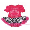 Valentine's Day Hot Pink Baby Bodysuit Zebra Hot Pink Pettiskirt & Sparkle Rhinestone Daddy's Princess Print JS4263