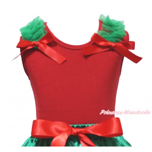 Red Tank Top Kelly Green Ruffles Red Bows TB1385