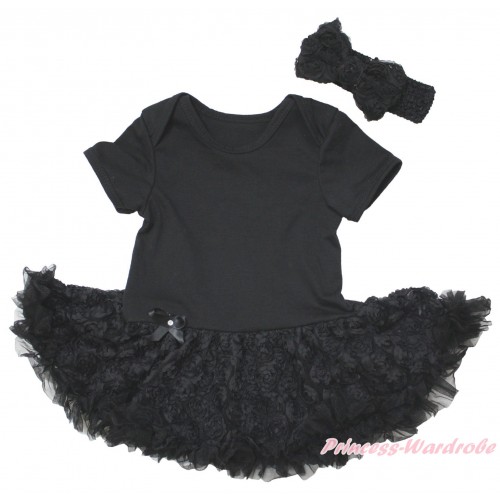 Black Baby Bodysuit Black Rose Pettiskirt JS5573
