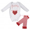 Valentine's Day White Baby Jumpsuit & Sparkle Rhinestone Daddy Plus Me Is Sparkle Red Heart Print & Warmer Set TH713