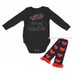 Valentine's Day Black Baby Jumpsuit & Sparkle Crystal Bling Rhinestone Wild for my Valentine Print & Warmer Set TH715