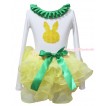Easter White Baby Tank Top Kelly Green Lacing & Yellow Rosettes Rabbit Print & Yellow Petal Newborn Pettiskirt NG2116