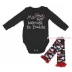 Father's Day Black Baby Jumpsuit & Sparkle Rhinestone My Love Belong To Daddy Print & Warmer Set TH706