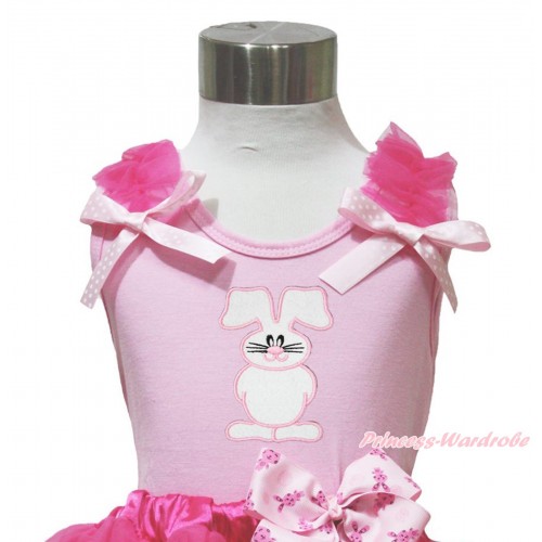 Easter Light Pink Tank Top Hot Pink Ruffles Light Pink White Dots Bow & Bunny Rabbit Print TP257