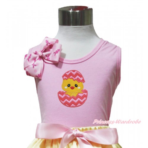 Easter Light Pink Tank Top Pink Rabbit Bow & Chick Egg Print TP260