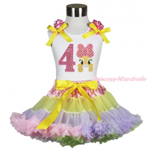 Easter White Tank Top Hot Pink White Dots Ruffles Yellow Bows & 4th Sparkle Light Pink Birthday Number Pink Bow Bunny Rabbit & Pink White Dots Waist Rainbow Yellow Lavender Light Pink Pettiskirt MG1500