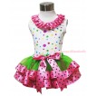 White Rainbow Dots Baby Pettitop Hot Pink Black Dots Lacing & Dots Bow Dark Green Hot Pink Black Dots Trimmed Baby Pettiskirt NP084