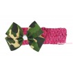 Hot Pink Headband & Camouflage Ribbon Bow Hair Clip H1015