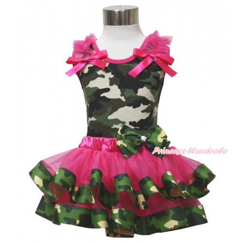 Camouflage Tank Top Hot Pink Ruffles & Bows & Camouflage Bow Hot Pink Camouflage Trimmed Pettiskirt MG1706