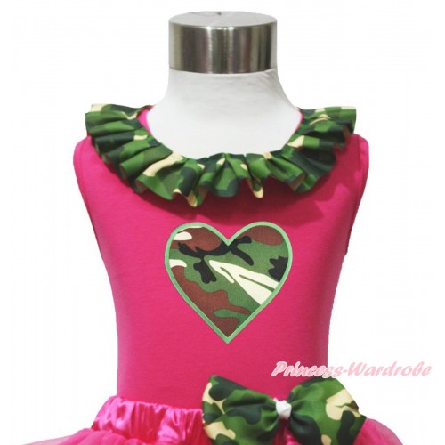 Valentine's Day Hot Pink Tank Top Camouflage Lacing & Camouflage Heart Print TB1181