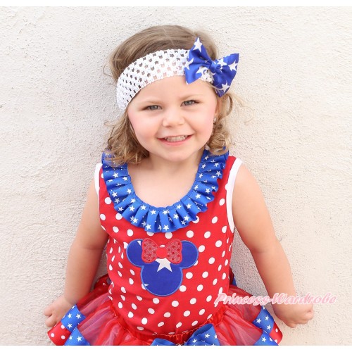American's Birthday Minnie Dots Tank Top Patriotic American Star Lacing & American Star Minnie Print TB1199