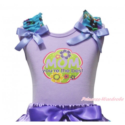 Mother's Day Lavender Tank Top Peacock Blue Butterfly Ruffles Lavender Bow & Mom You're The Best Painting TB1232