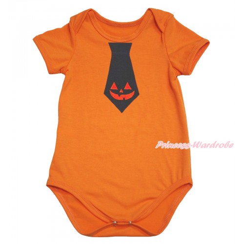 Halloween Orange Baby Jumpsuit & Pumpkin Tie Print TH623