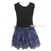 Black Sleeveless Navy Blue Lace ONE-PIECE Party Dress LP223
