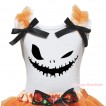 Halloween White Tank Top Orange Ruffles Black Bow & Ghost Face Print TB1275