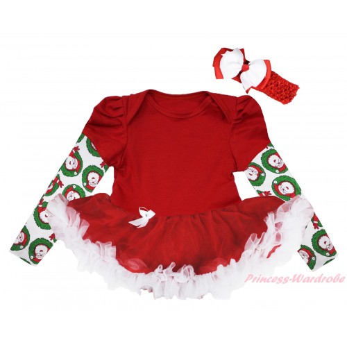 Christmas Max Style Long Sleeve Red Baby Bodysuit Red White Pettiskirt JS4846