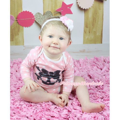 Halloween Light Pink White Dots Baby Jumpsuit & Heart Eyes Skeleton Print TH626