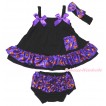 Halloween Black Purple Pumpkin Swing Top Dark Purple Bow matching Panties Bloomers SP31