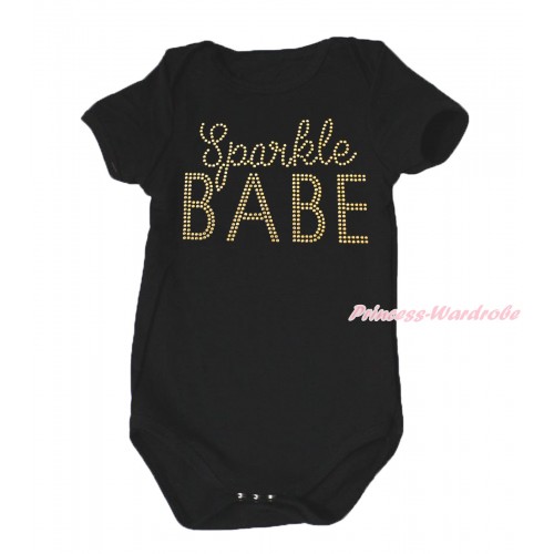 Black Baby Jumpsuit & Sparkle Rhinestone Sparkle BABE Print TH637