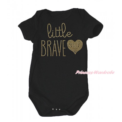 Black Baby Jumpsuit & Sparkle Rhinestone Little BRAVE Print TH638