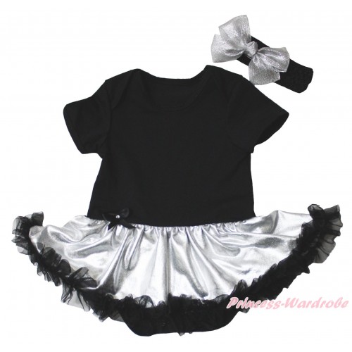 Black Baby Bodysuit Silver Black Pettiskirt JS5328