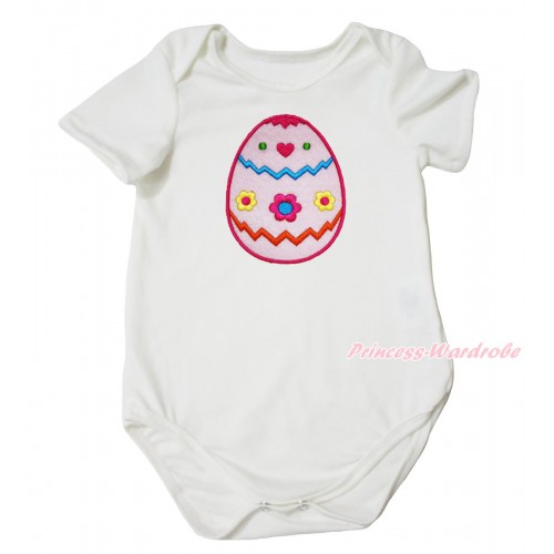 Easter Cream White Baby Jumpsuit & Easter Egg Print TH684