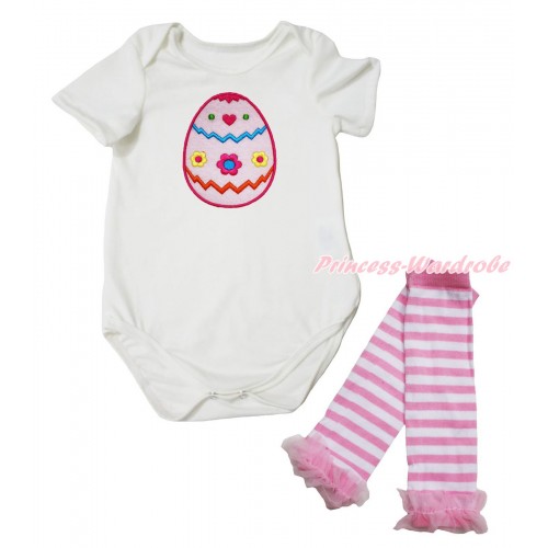 Easter Cream White Baby Jumpsuit & Easter Egg Print & Warmer Set TH692