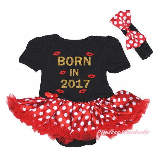 Black Baby Bodysuit Minnie Dots Red Pettiskirt & Sparkle Born In 2017 Painting JS6023