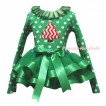 Christmas Kelly Green White Dots Pettitop Kelly Green Lacing & Red White Chevron Christmas Tree & Kelly Green Trimmed Pettiskirt MG2683