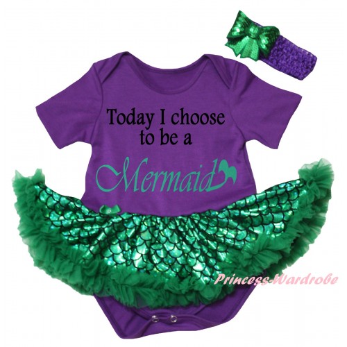 Dark Purple Baby Jumpsuit Green Scale Pettiskirt & Today I Choose To Be A Mermaid Painting JS6319