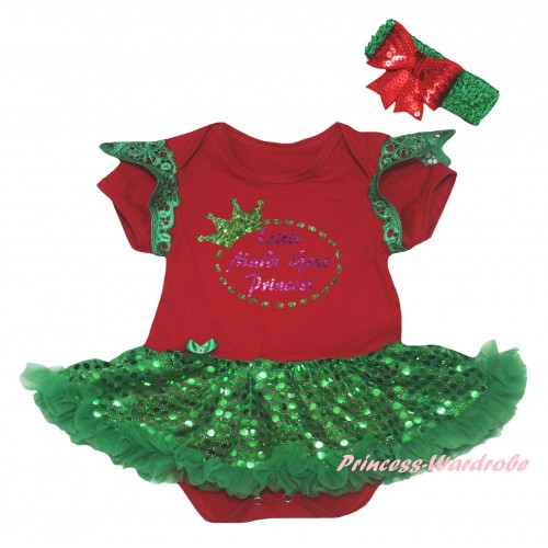 Mardi Gras Green Ruffles Red Baby Jumpsuit Bling Kelly Green Sequins Pettiskirt & Sparkle Little Mardi Gras Princess Painting JS6326