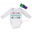 White Baby Jumpsuit & Sparkle There's A New Mermaid In Town Painting & Dark Purple Headband Kelly Green Bow TH813