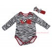 Red Zebra Baby Jumpsuit & Sparkle Red LOVE Zebra Heart Print & Red Headband Zebra Bow TH834