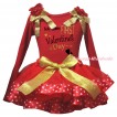Valentine's Day Red Tank Top Red Ruffles Gold Bows & Sparkle Gold Black Baby's Name First Valentine's Day Painting & Gold Red Light Pink Heart Trimmed Pettiskirt MG2830