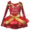Valentine's Day Red Tank Top Red Ruffles Gold Bows & Sparkle Rhinestone Mummy's Little Valentine Print & Gold Red Light Pink Heart Trimmed Pettiskirt MG2835