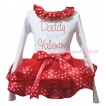 Valentine's Day White Baby Pettitop Red Light Pink Heart Lacing & Sparkle Crystal Bling Rhinestone Daddy Is My Valentine Print & Red Light Pink Heart Trimmed Newborn Pettiskirt NG2376