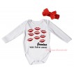 Valentine's Day White Baby Jumpsuit & Sparkle Red Kisses Black Grandma Was Here Xoxo Painting & Red Headband Bow TH863