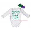 White Baby Jumpsuit & Kelly Green Mermaids Have More Fun Painting & Dark Purple Headband Kelly Green Bow TH873
