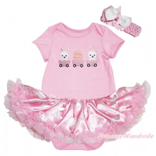 Easter Light Pink Baby Bodysuit Light Pink Pettiskirt & Bunny Rabbit Egg Print JS5283