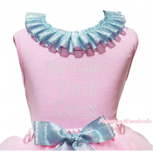 Light Pink Tank Top Sparkle Light Blue Lacing & Sparkle Rhinestone My Little Pink Dress TB1469