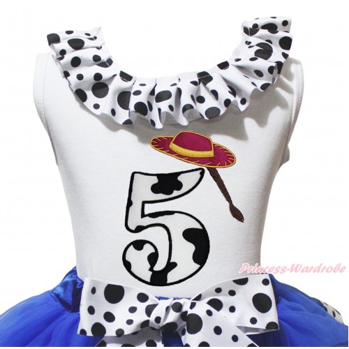 White Tank Top White Black Dots Lacing & 5th Cowgirl Hat Braid Milk Cow Birthday Number Print TB1490