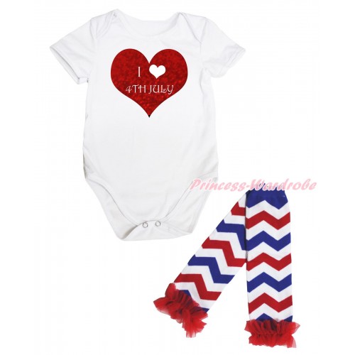American's Birthday White Baby Jumpsuit & I Love 4th July Painting & Warmer Set TH660