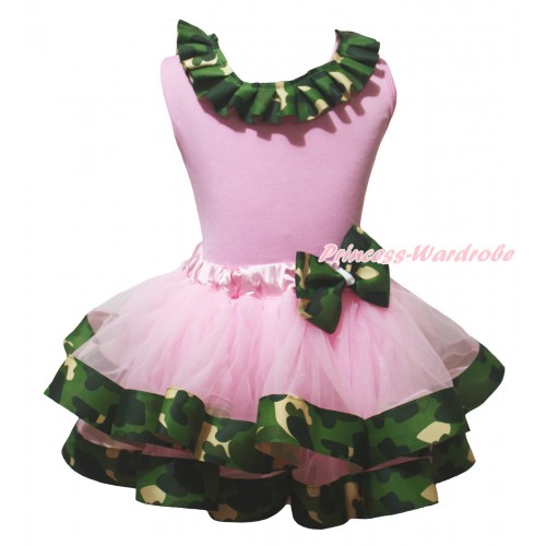 Light Pink Pettitop Camouflage Lacing & Light Pink Camouflage Trimmed Pettiskirt MG2274