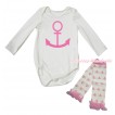 Cream White Baby Jumpsuit & Pink Anchor Painting & Cream White Light Pink Anchor Warmer Set TH730