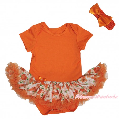 Orange Baby Bodysuit Orange Flower Pettiskirt JS5699